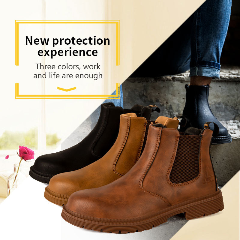 Botas Chelsea com biqueira de aço com placa intermediária em Kevlar de couro