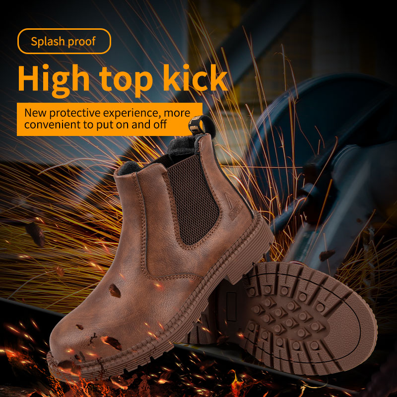 Botas Chelsea com biqueira de aço com placa intermediária em Kevlar de couro