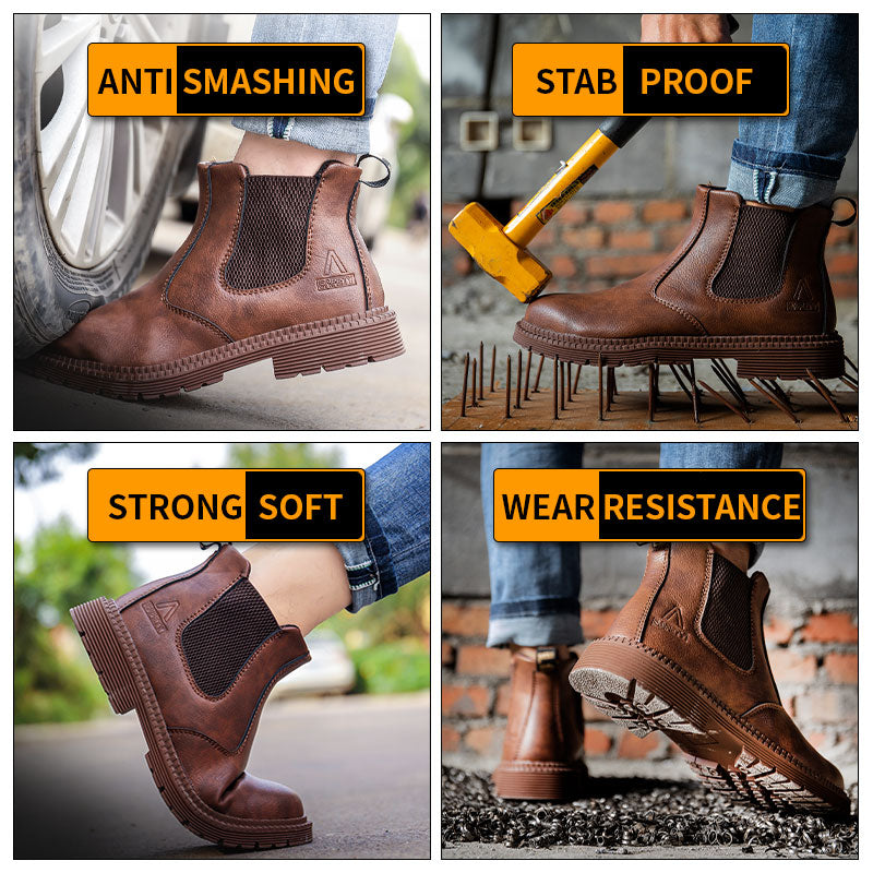 Botas Chelsea com biqueira de aço com placa intermediária em Kevlar de couro