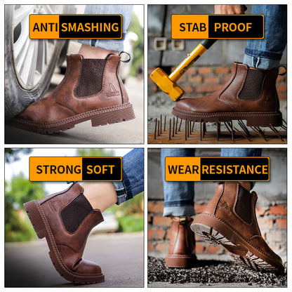Botas Chelsea com biqueira de aço com placa intermediária em Kevlar de couro