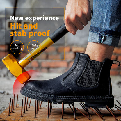 Botas Chelsea com biqueira de aço com placa intermediária em Kevlar de couro